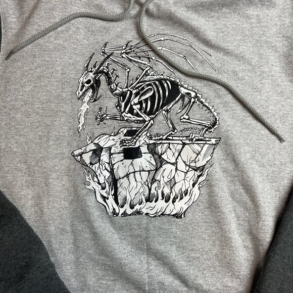 Y2K RDS Red Dragon Mens M Hoodie Skateboard Graphic Dragon Grey CANADA MADE - Picture 7 of 14